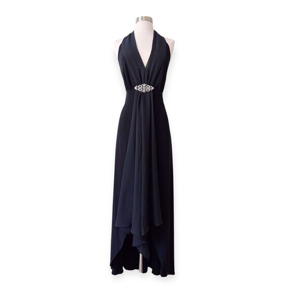 Vintage Onyx Nite Black Prom Dress 16W Maxi Gown Plus Size 90s Y2K Goth Glam - Picture 2 of 8